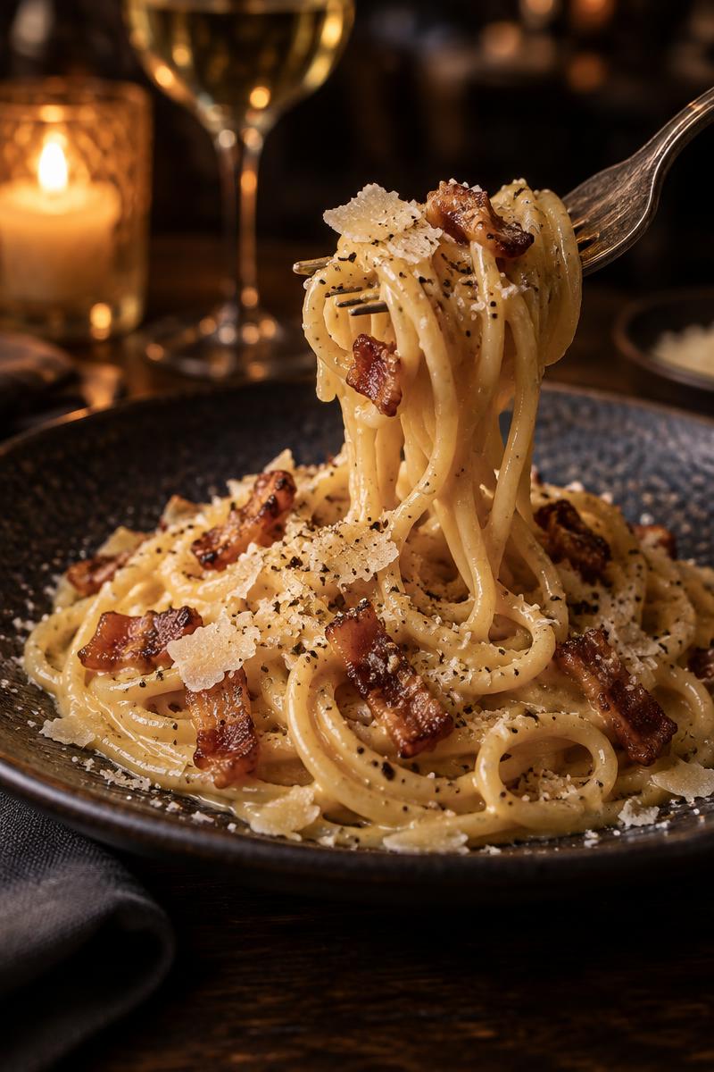Špagety carbonara s parmezánom